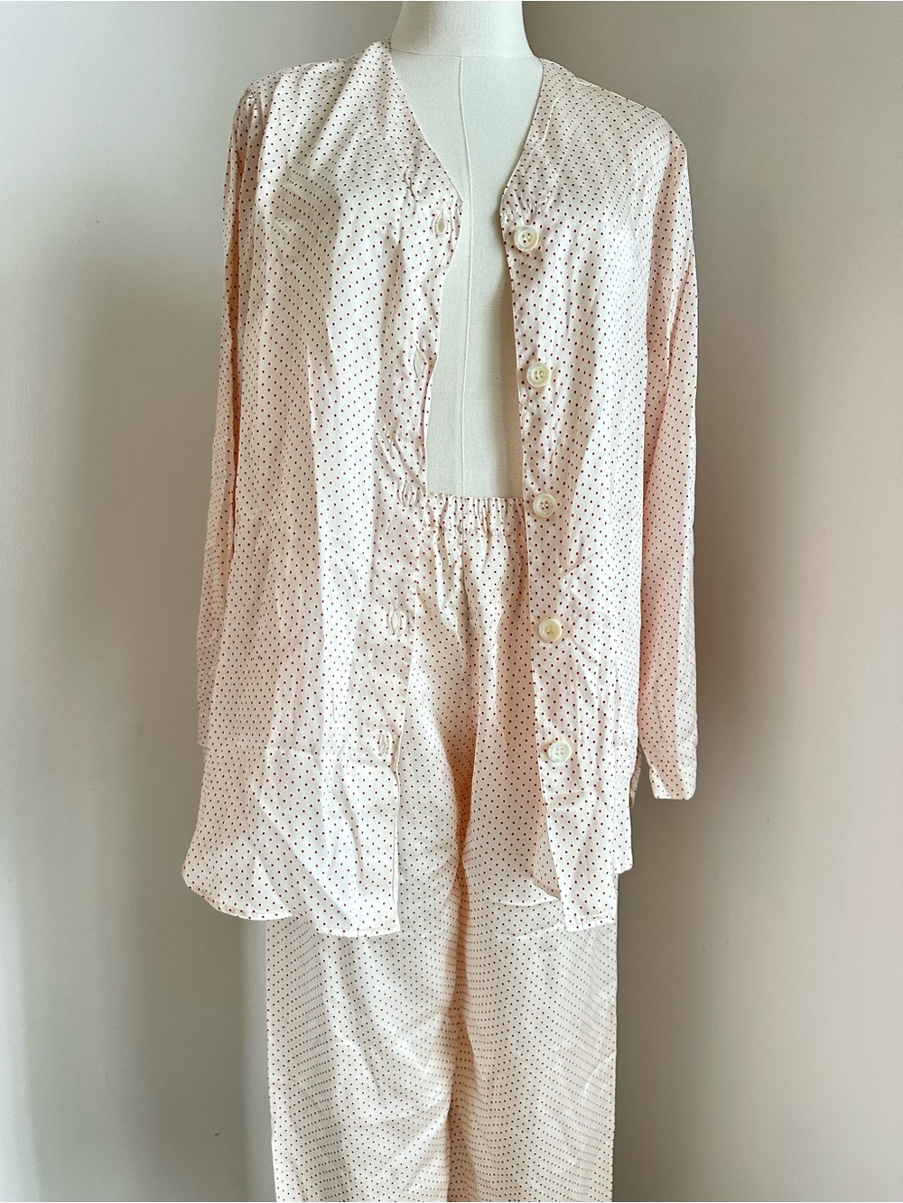 La Perla Silk Women’s Light Pink Polka Dot Long-Sleeve Blouse